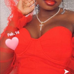 Midi dress with puffer sleeves